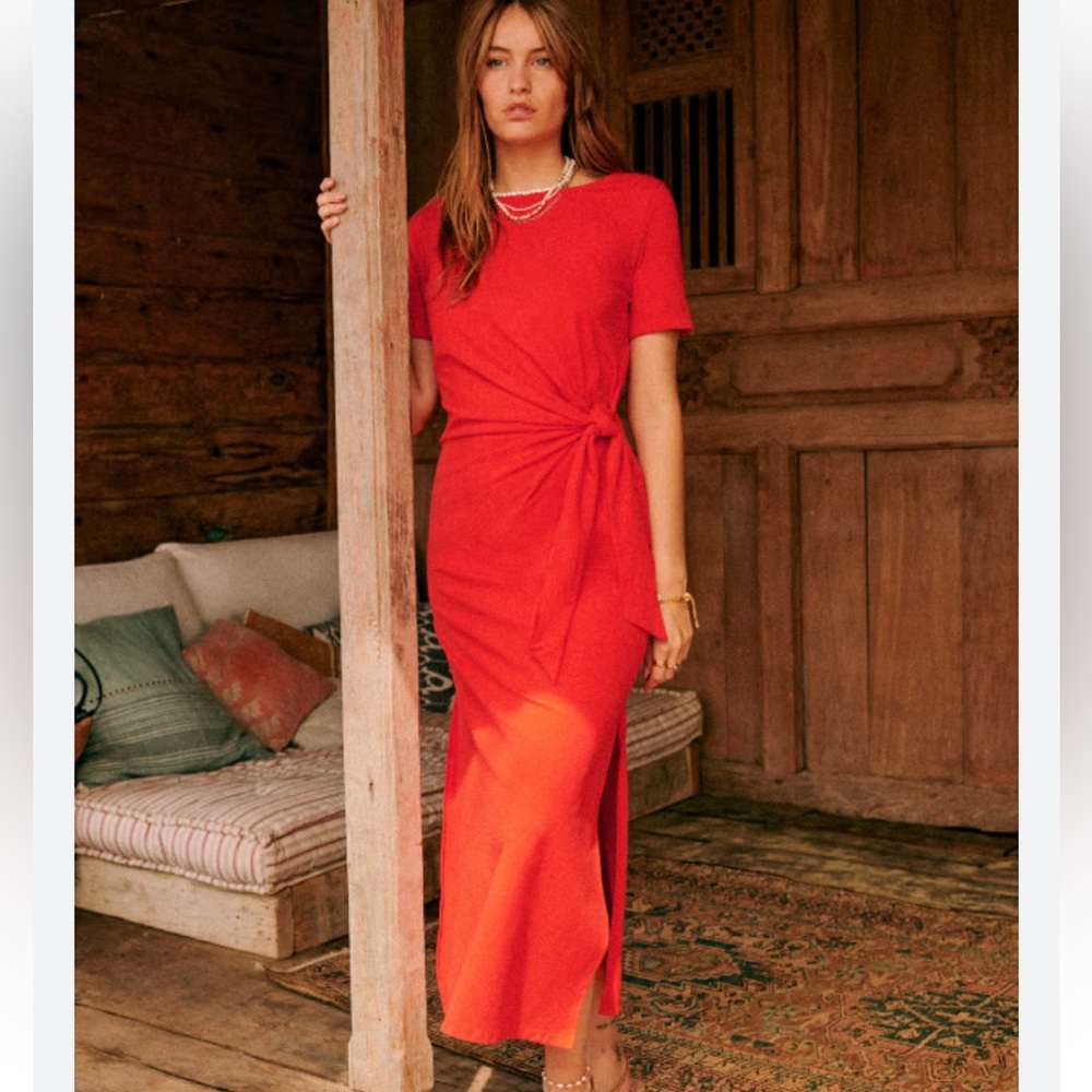 Sezane PIPPA dress coral xs